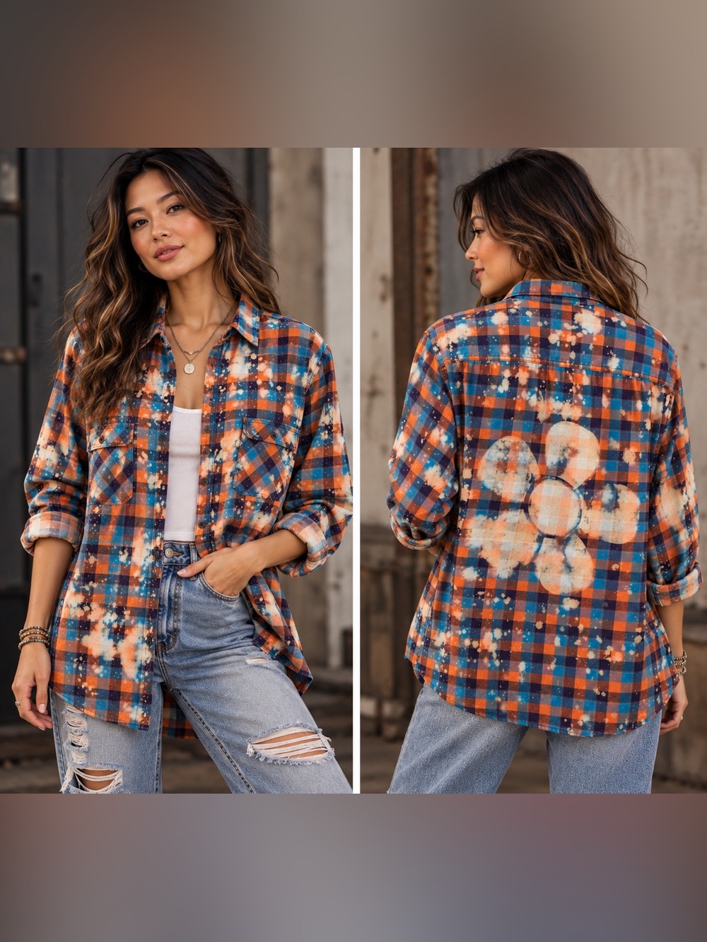 OOAK Upcycled Arizona Jeans Co. Plaid Flannel – Size Medium 🌼